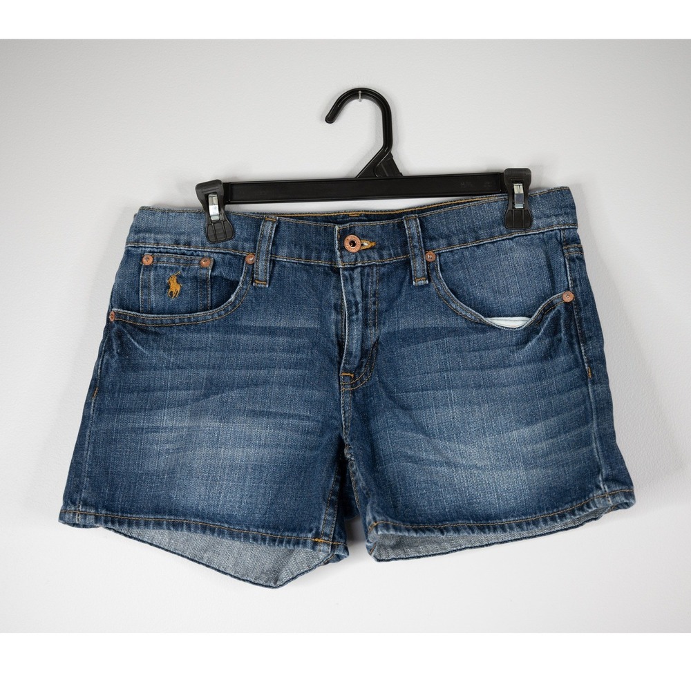 Ralph Lauren Sport Denim Shorts Womens 4 Blue Excellent Embroidered Pony Logo